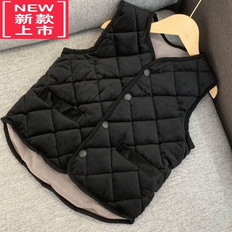 可莉允冬季加绒加厚儿童无袖棉服保暖女童校服器奇小学生小棉衣马甲图片