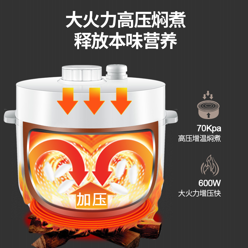 奥克斯电压力锅智能电高压锅饭煲家用2L全自动3-4正品