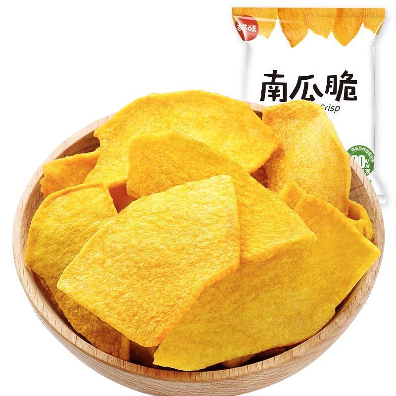 百草味 南瓜脆60gx3袋 休闲零食特产小吃 即食脱水果蔬菜南瓜干 原味