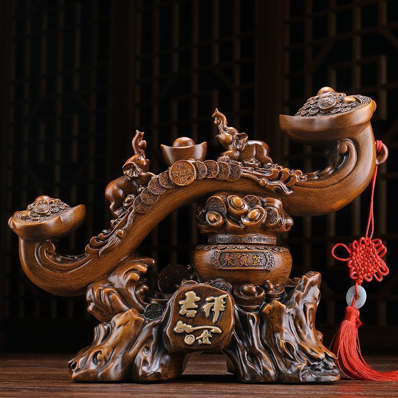 玉吉祥如意聚宝盆摆件客厅电视柜酒柜博古架装饰乔迁新居礼品_280_302