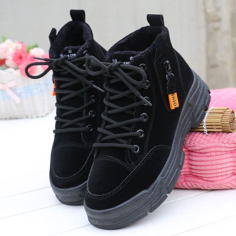 2020冬季新款加绒高帮鞋女韩版百搭厚底休闲鞋保暖鞋子学生棉鞋潮