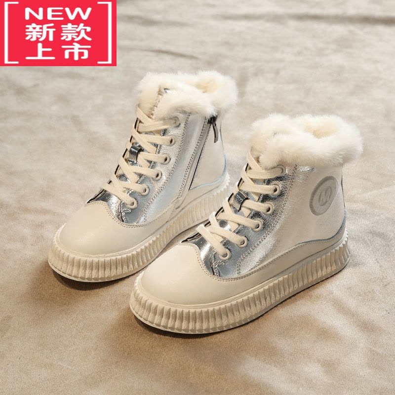 可莉允儿童雪地靴一体女童鞋冬季女童靴子大童加绒加厚棉鞋防水防滑图片