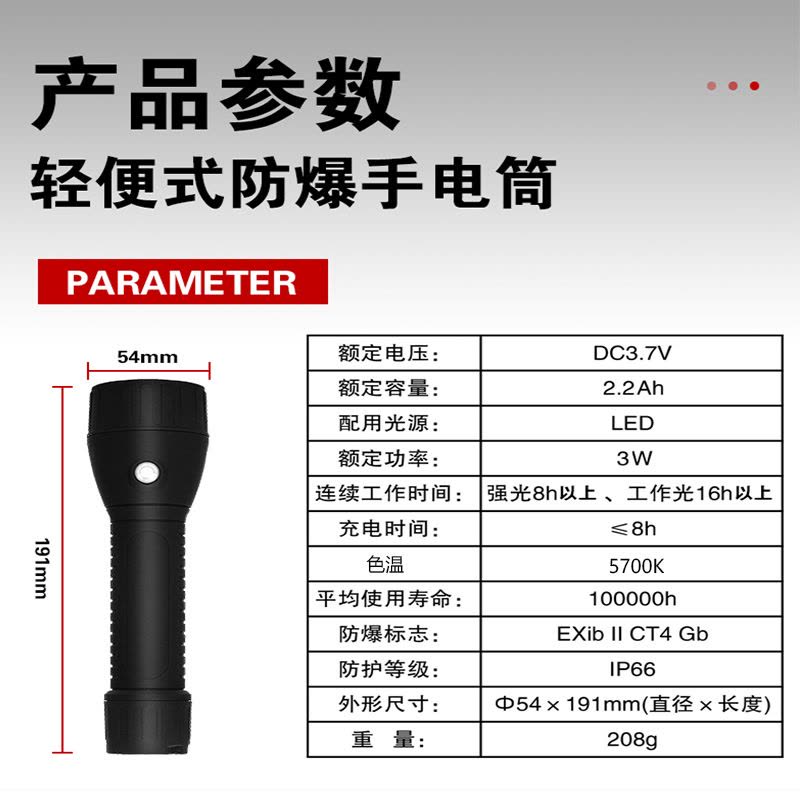 BAD206微型便携可充电防爆佩戴式强光手电筒(计价单位:台)图片