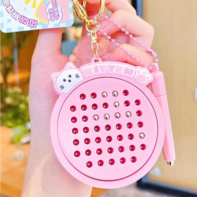 猫猫趣味磁吸钢珠画板-解压钥匙扣卡通创意玩具闺蜜情侣包包挂件-【1个】粉色-