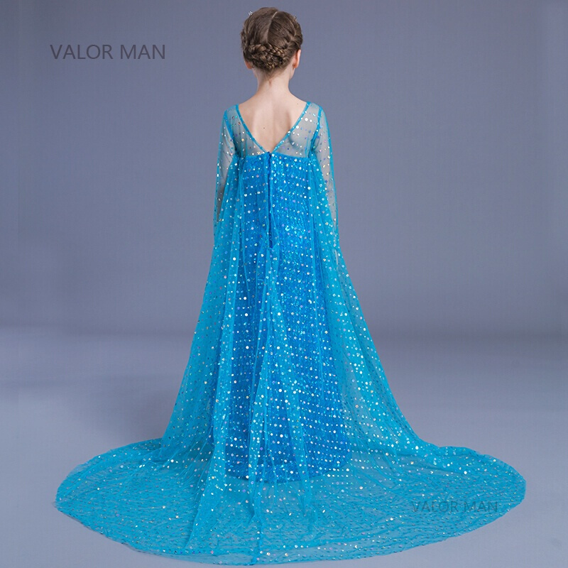 冰雪奇缘公主裙儿童爱沙夏装女童艾莎连衣裙爱莎长裙子重工艾莎裙六