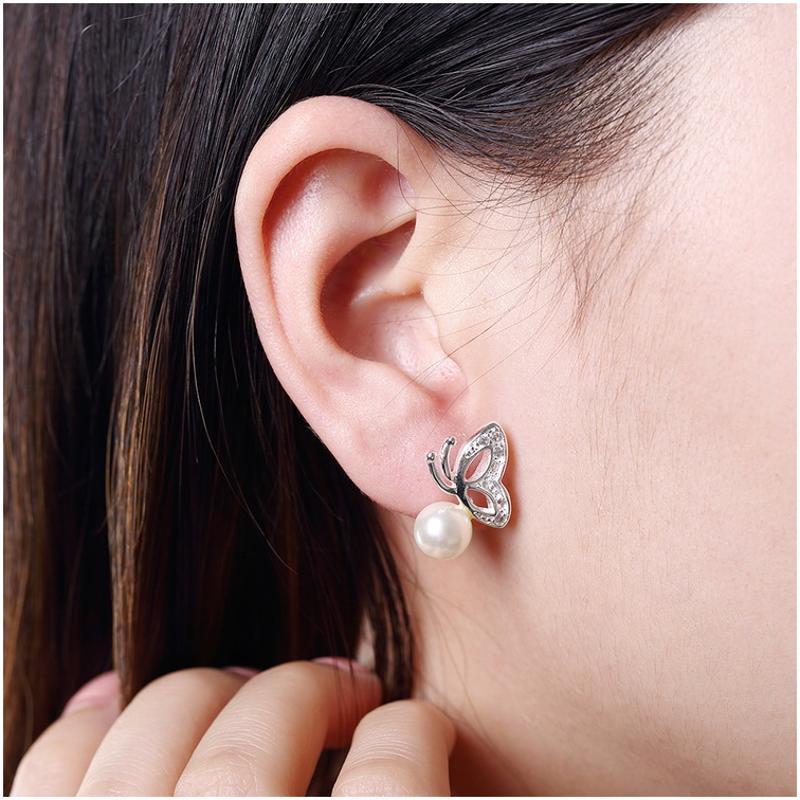 E017 Women silver plated earring镀925纯银耳环时尚珍珠耳环女