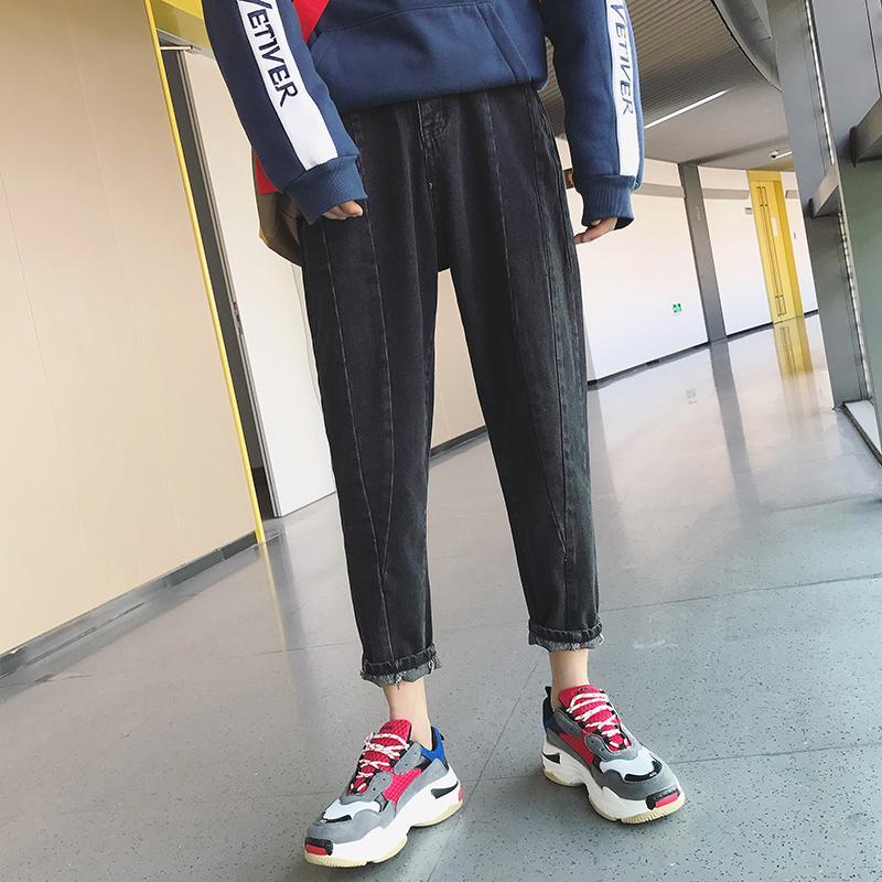 春夏年轻立体裁剪修身小脚帅气休闲九分裤子牛仔裤男个性帅气青年