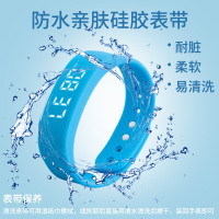 智能计步手环女小学生多功能led防水考试运动儿童表男孩电子手表 T5蓝色(2组闹钟计步卡路里距离日期)