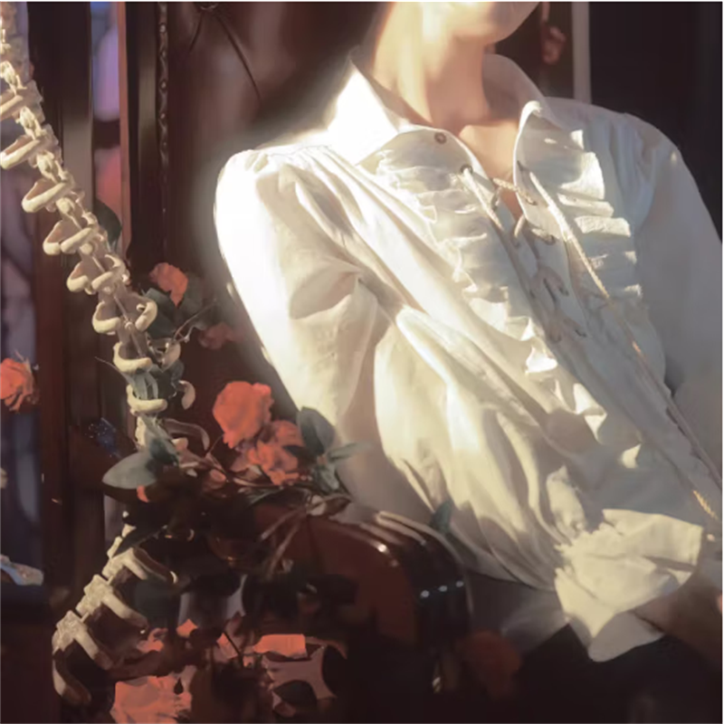 HD 万圣节服装男生穿搭法式中世纪宫廷风衬衫礼服男装cos吸血鬼衬衣 白色2XL高清大图