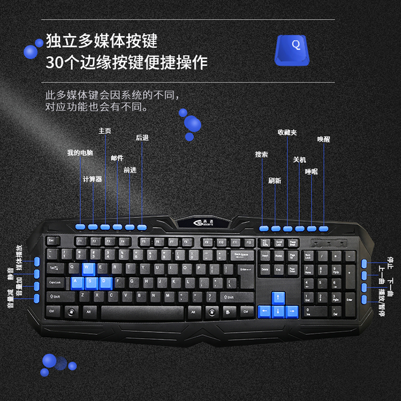 魔蝎手(mogegame) GX100 无线游戏键鼠套装 多媒体功能按键 安静鼠标 台式机键鼠套装电脑笔记本家用办公游戏