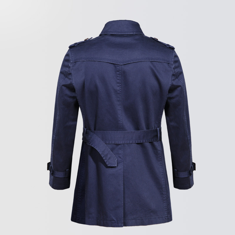 mailyard美尔雅风衣男商务时尚男士双排扣腰带中长款风衣077