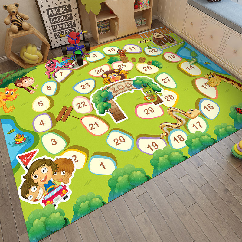 动物大富翁_ 40*60cm(迷你门垫) 地毯早教飞行棋地毯幼儿园卡通益智