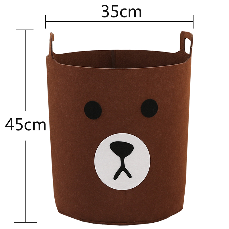 美帮汇简约玩具收纳筐宝宝玩具桶家用卧室脏衣服收纳儿童收纳桶 咖啡熊大号(毛毡材质)其他