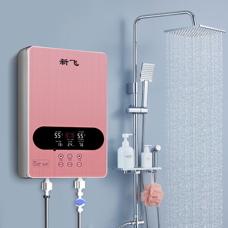 新飞即热式电热水器家用浴室卫生间免储水速热恒温洗澡机dsk685g玫瑰