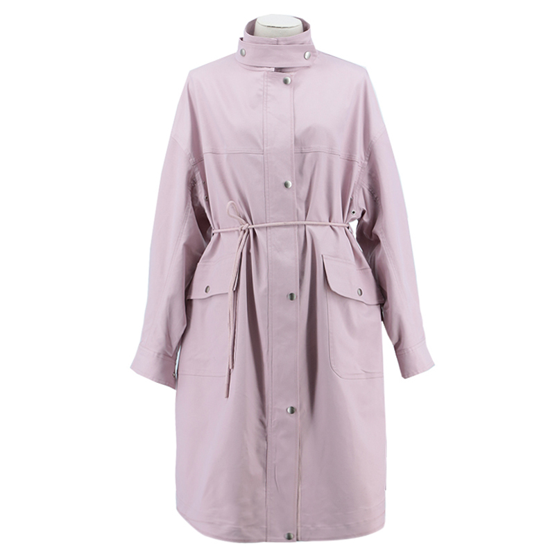 eral艾莱依2020新款女春装工装感开衩休闲中长款风衣602011024