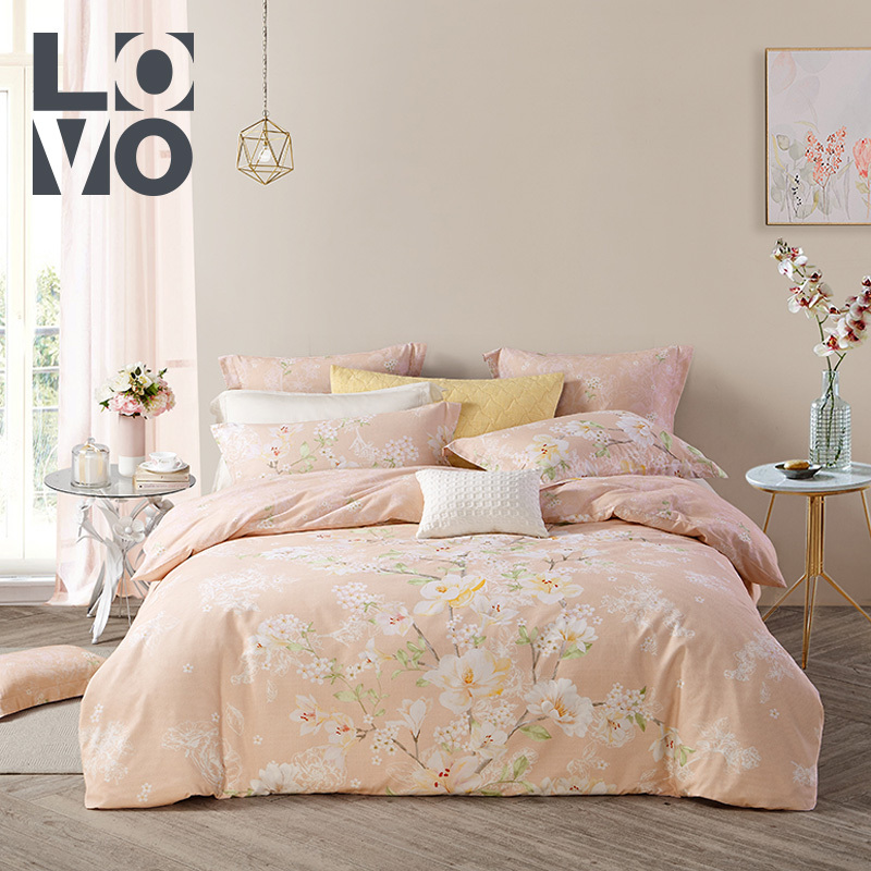 lovo乐蜗家纺床上用品秋冬磨毛保暖全棉四件套15m床纯棉冬季双人被套
