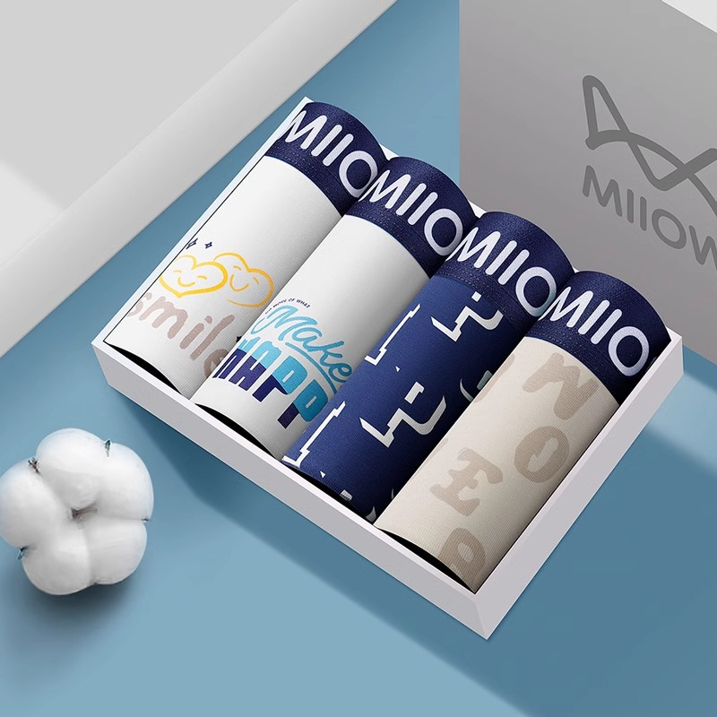 猫人纯棉男士内裤男生抗菌透气四角平角裤头男款运动宽松大码