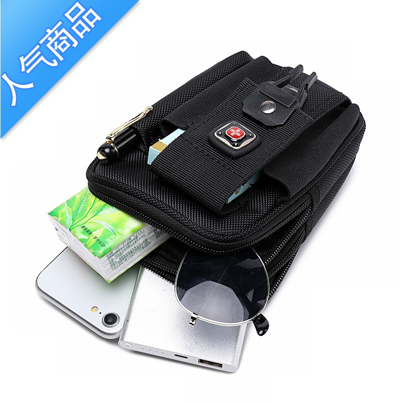 封后男多户外防水运动腰包男士6寸55寸手机包帆布腰挂包