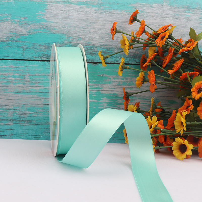 家柏饰(CORATED)2.5cm双面高密缎带织带鲜花礼品绸带蛋糕包装彩带手工diy发饰丝带 浅水绿