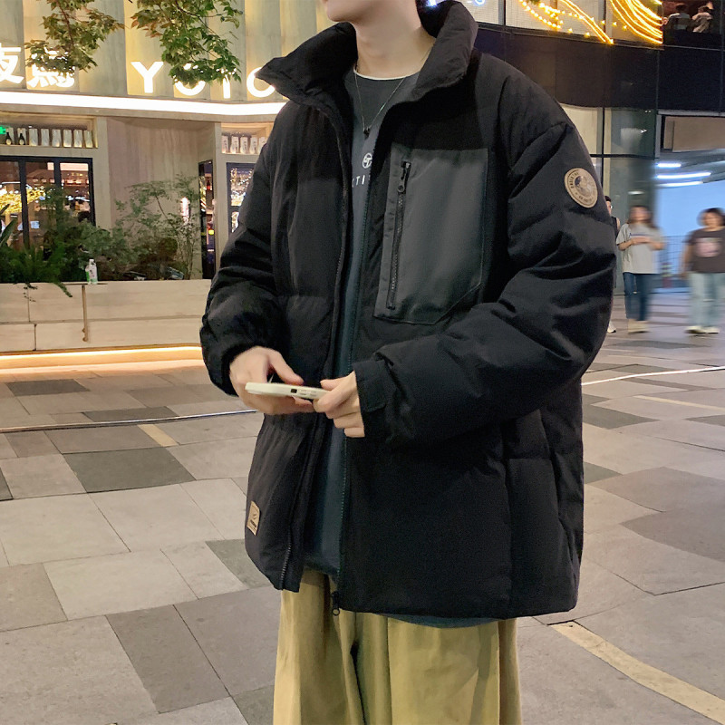 [2.5折价312元]唐狮男款羽绒服男立领撞色口袋小标男款羽绒服冬装外套男立领羽绒服