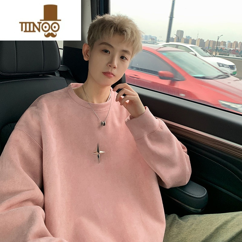 YANXU美式复古卫衣男潮牌百搭宽松休闲外套绒套头上衣服