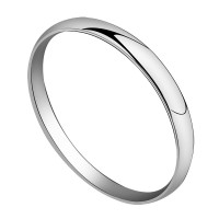 9999纯银手镯女光面闭口实心素圈银镯子时尚饰品年轻款手环送女朋友老婆情人节七夕生日礼物