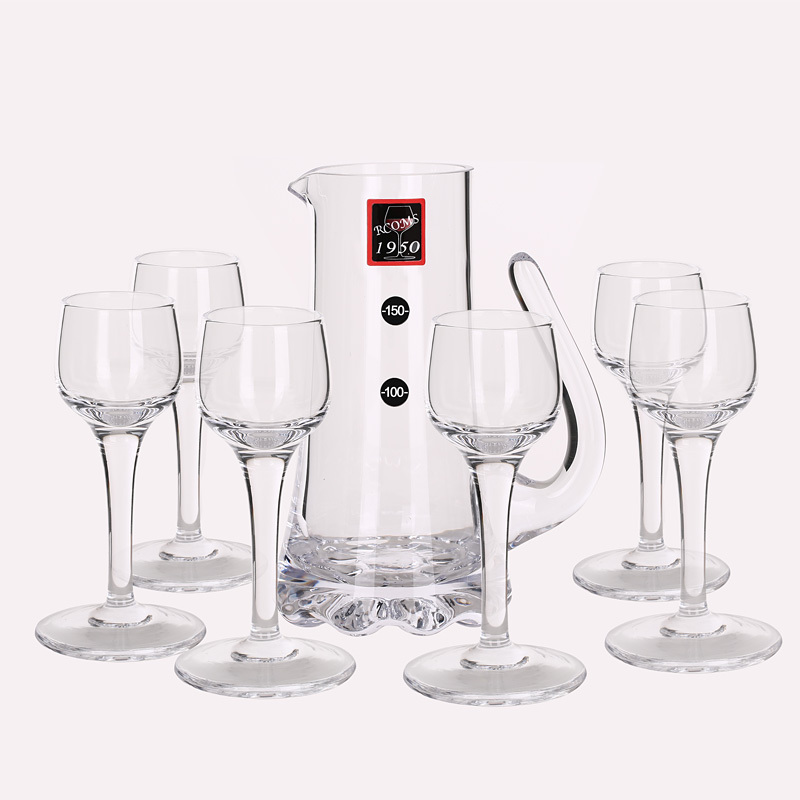 1950(RCOMS1950) 白酒杯套装 ZH003 手工吹制 白酒杯 烈酒杯 茅台酒杯(6白酒杯+1分酒壶)礼盒套装