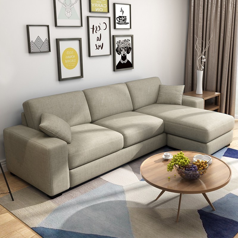 日式小户型布艺沙发北欧宜家客厅三人贵妃可拆洗棉麻布沙发组合 t690