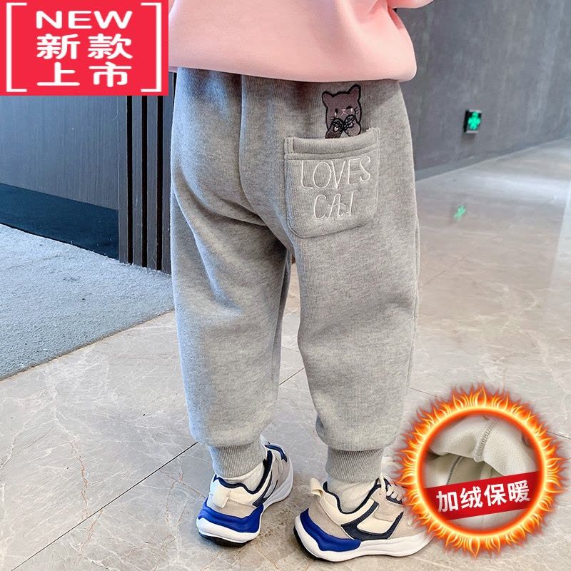 可莉允儿童加绒裤子秋冬款外穿加厚女童保暖运动休闲裤宝宝冬季婴儿卫裤保暖裤图片