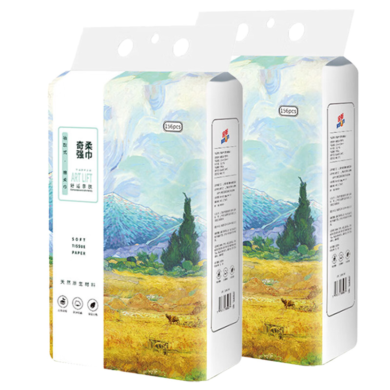 奇强绵柔巾1层*156片*2包干湿两用无香温和QQRJD279