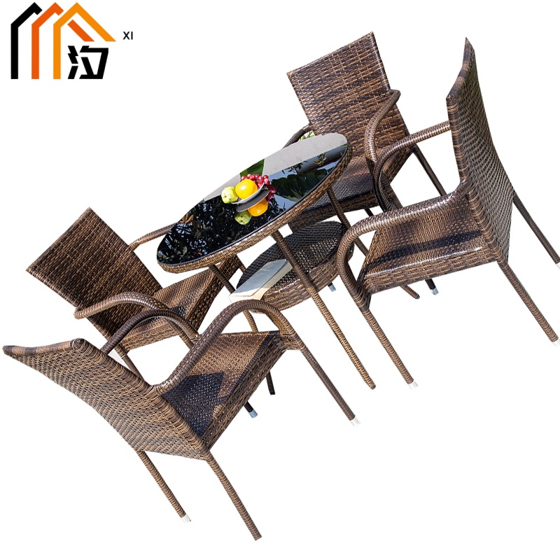 汐户外桌圆桌加四椅套高清大图