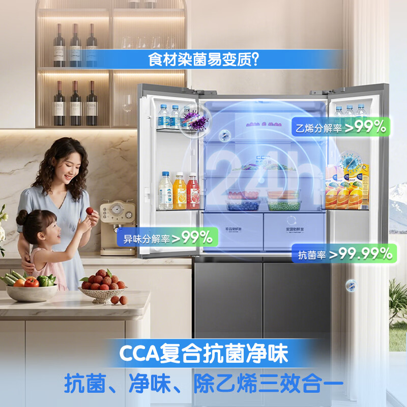 容声多门冰箱BCD-509D30CNLBP灰509升风冷一级能效嵌入式星岩灰金属面板电脑控温自动除霜四口以上家庭适用高清大图