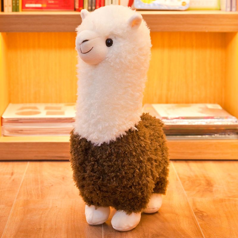 大号可爱毛绒玩具羊驼公仔睡觉抱枕儿童布娃娃女孩生日礼物褐色65cm