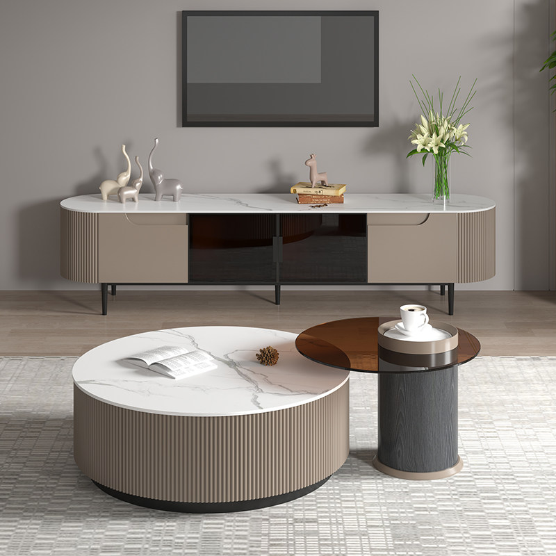 沃灏 茶几电视柜组合（主几：800*800*400 边几：550*480电视柜：1950*380*400）高清大图