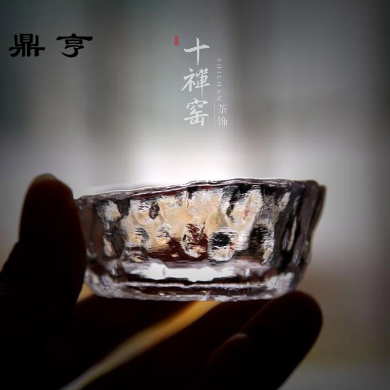 鼎亨日式初雪玻璃品茗杯 加厚耐热不烫手锤目纹透明功夫茶杯茶具
