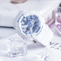 casio旗舰店BA-130时尚防水运动潮流女手表卡西欧官网官方 BABY-G BA-110XBE-7A照明灯+世界时间