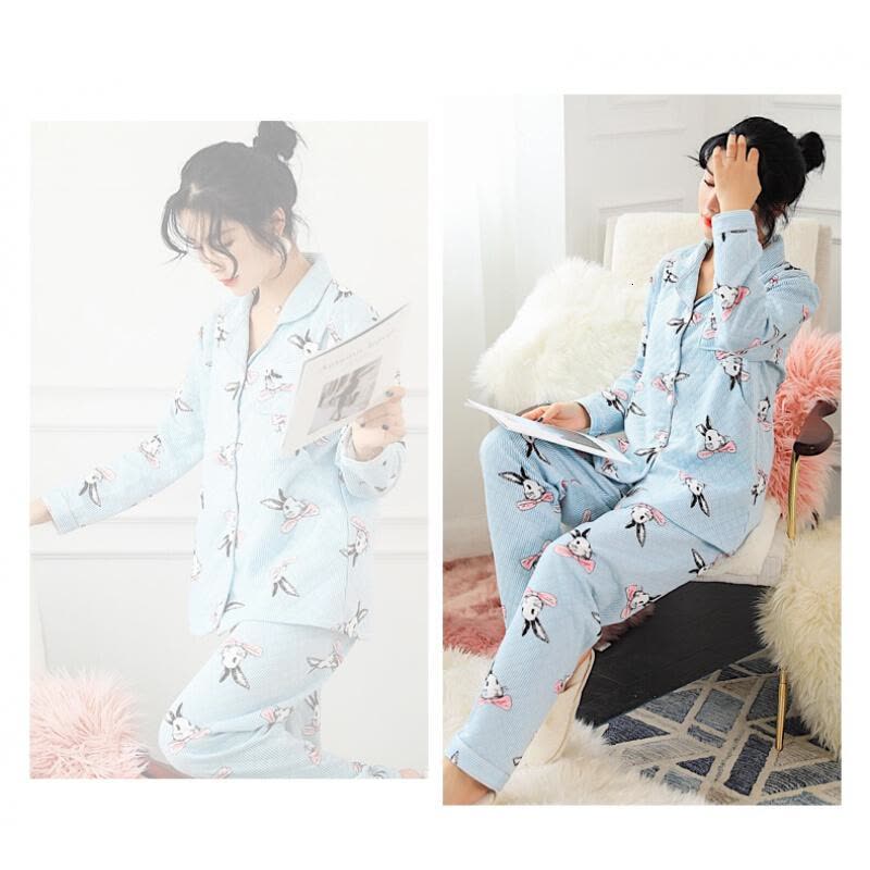 迪鲁奥(DILUAO)YXXM 孕妇装 2021夏新款秋冬季加厚空气层三层月子服产后哺乳孕妇睡衣夹层喂奶衣套装 1501图片