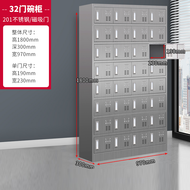 汉诺鑫威32门不锈钢磁吸碗柜201高清大图
