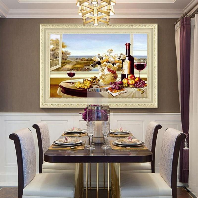美式餐厅装饰画墙面装饰单幅欧式油画现代简约饭厅挂画壁画水果画