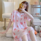波迷娜(BOMINA)学生女式睡衣春夏款睡裙2021睡裙女夏季薄款棉绸中长款人造棉裙子宽松大码胖MM短袖绵绸服