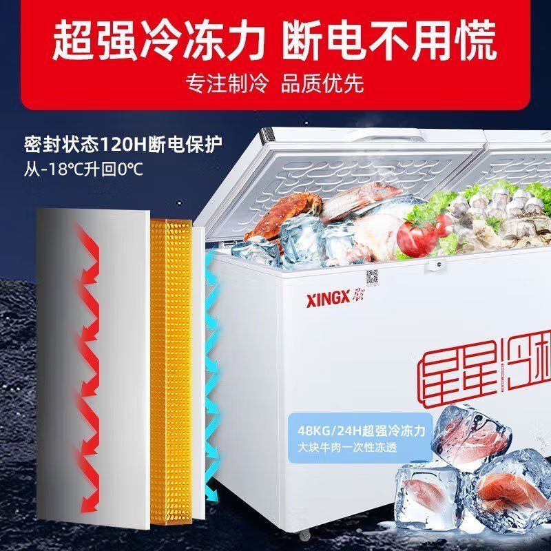 星星(XINGX)BD/BC-618GD冰柜618升商用卧式大冷柜 冷藏冷冻转换商用保鲜设备 雪糕冰冻柜急冻速冻大冰柜