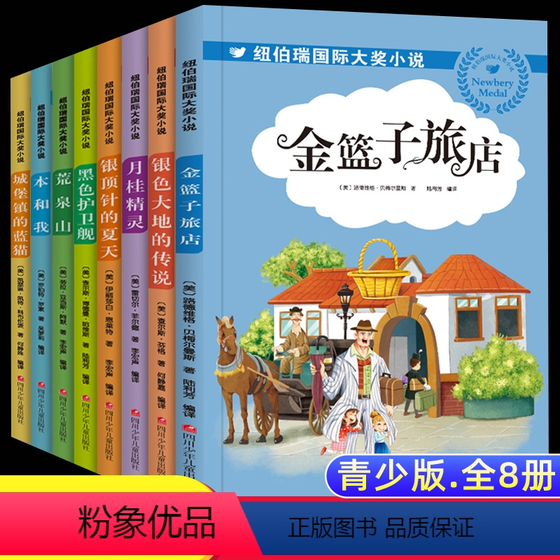 纽伯瑞国际大奖儿童小说全8册 [正版]纽伯瑞国际大奖8册小说系列 黑色护卫舰 荒泉山 月桂精灵 金篮子旅店 银顶针的夏天
