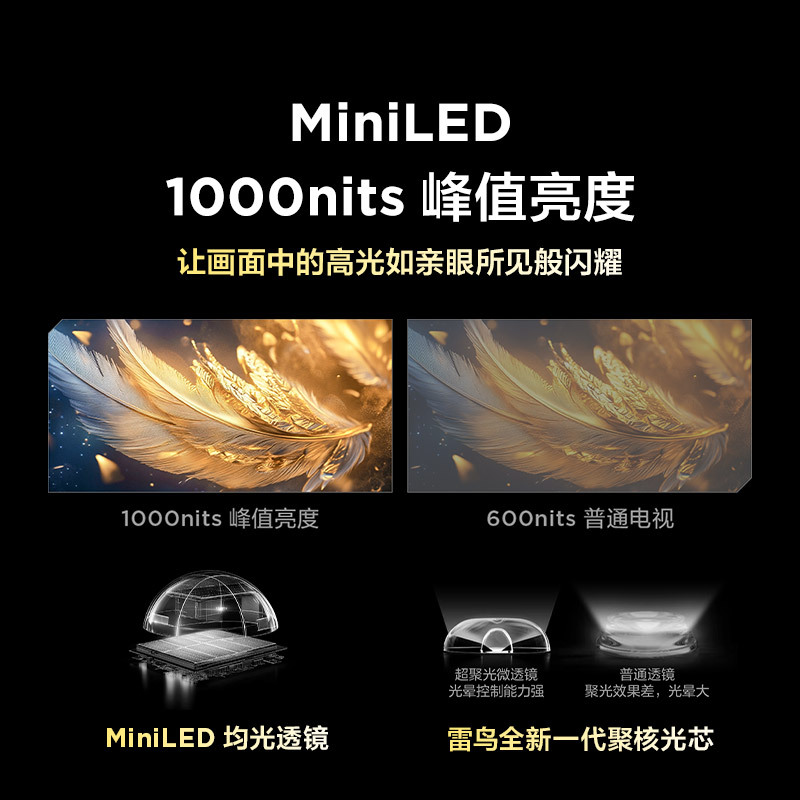 雷鸟 鹏7 一级能效版 98英寸游戏电视144Hz高刷4+128GB 98/100巨幕电视98S385C Pro
