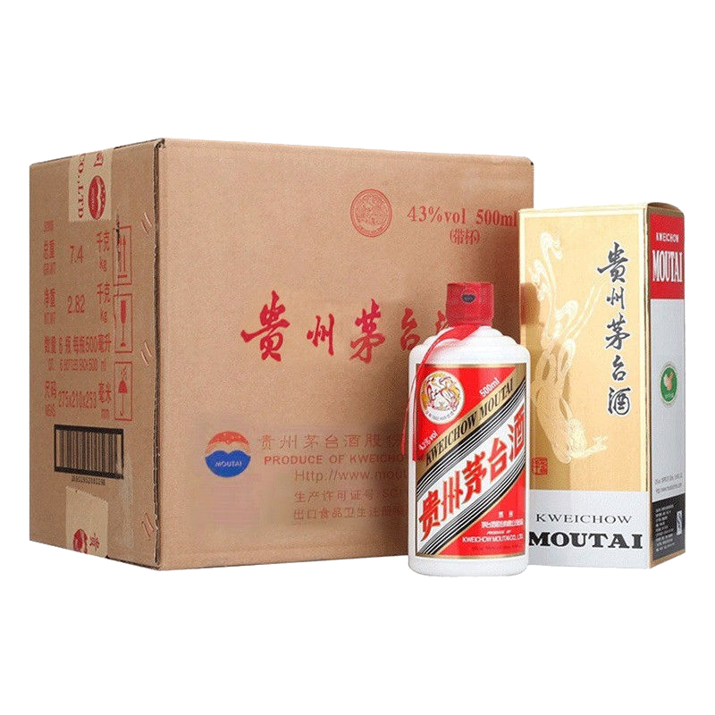 茅台 贵州茅台酒 茅台飞天 43度 酱香型白酒婚宴送礼 43度 500mL 6瓶 (原箱原封)