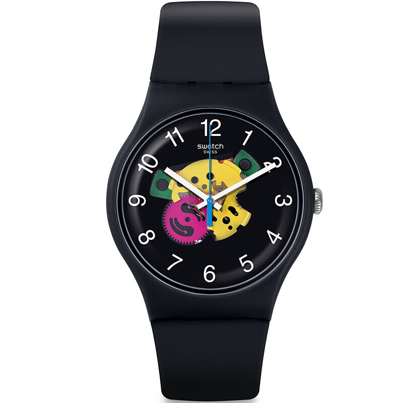 斯沃琪swatch手表炫彩透视系列时尚休闲树脂表带石英男女通用表suob