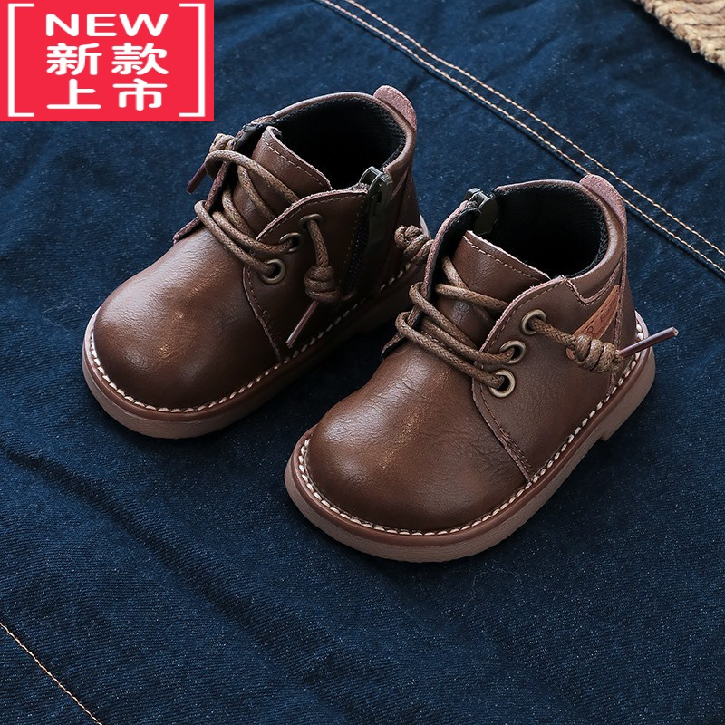 可莉允宝宝马丁靴春秋季款一岁女童靴子男童短靴婴儿软底学步鞋儿童鞋子