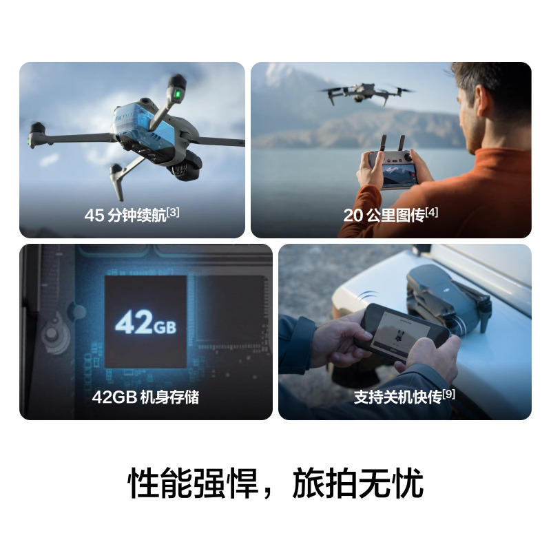 大疆 DJI Air 3S 双摄旗舰航拍无人机专业高清全向主动避障跟拍机Air 3S畅飞三电套装(普通遥控器)