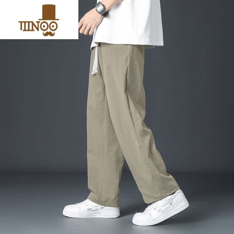 YANXU裤子男士夏季潮牌宽松直筒阔腿长裤男款日系复古运动薄款休闲男裤高清大图