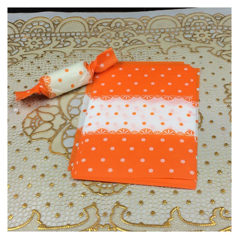 牛轧糖包装袋 油纸糖果纸雪花酥 混搭 牛扎糖纸500枚烘焙包装家用|杏色薄款橙色蕾丝图片