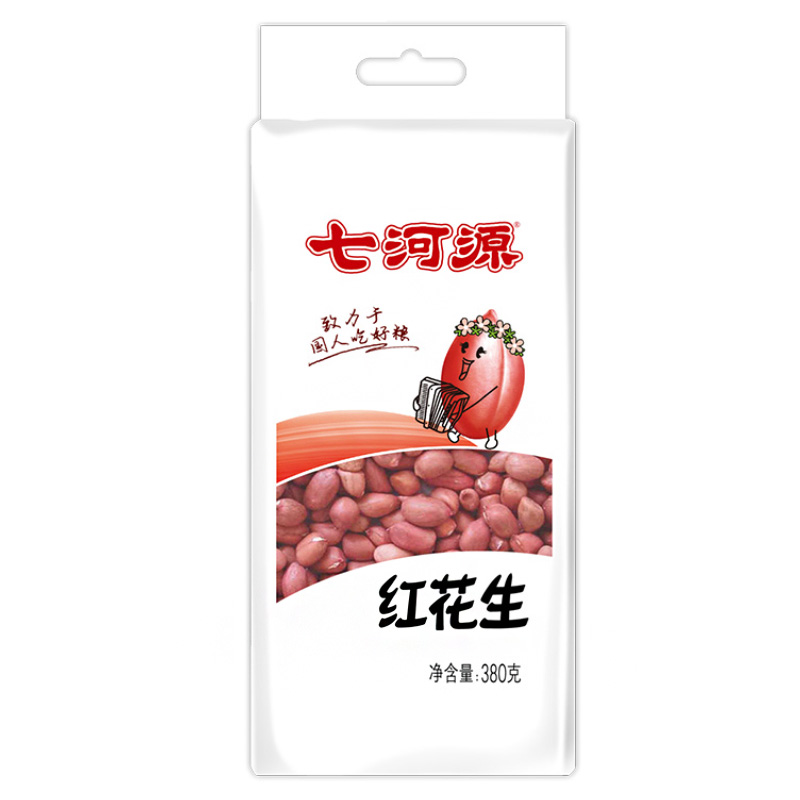 七河源 红花生380g 国产食品 粮油 杂粮 花生 无添加 小粒 红皮花生米 五谷 粗粮 真空装 大米伴侣